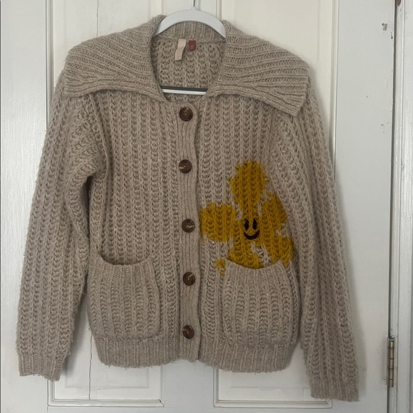 ANTHROPOLOGIE Pilcro Flower Cardigan Sweater Cheerful Smile Flower size xs - Picture 10 of 16